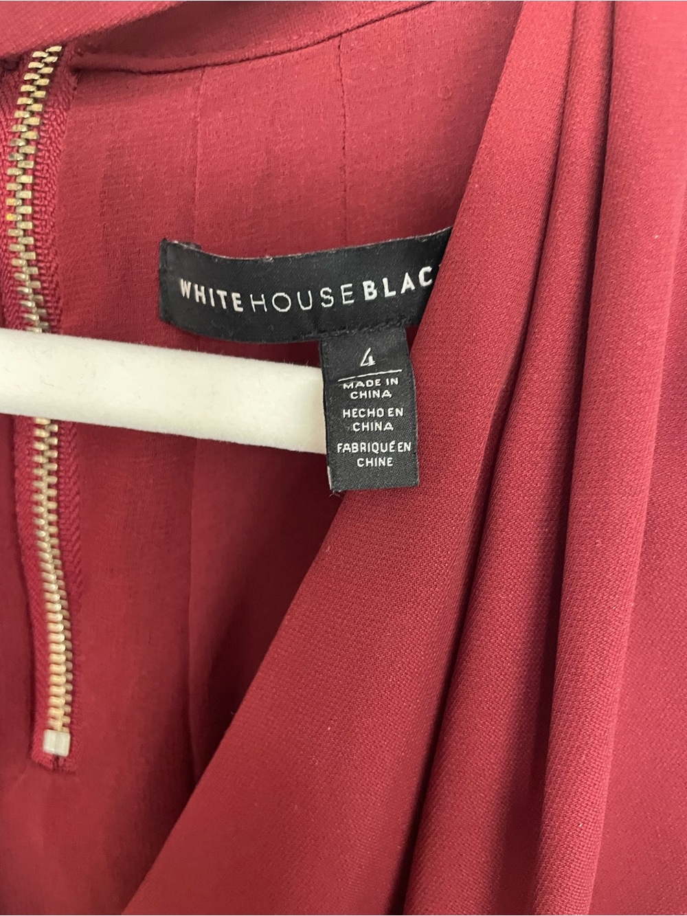 WHBM V-Neck Choker Top - Wine SIZE S - Picture 3 of 5